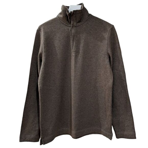 Banana Republic Brown Half Zip 100% Cotton Pullover Sweater Elbow Patch Sz S NWT - Picture 1 of 11